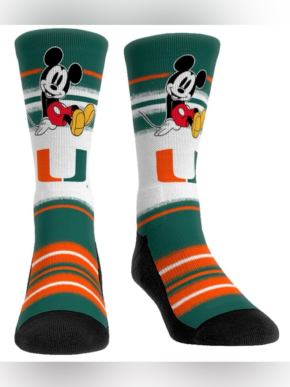 MIAMI HURRICANES DISNEY - MICKEY SIT STRIPE Socks Sz.L/XL